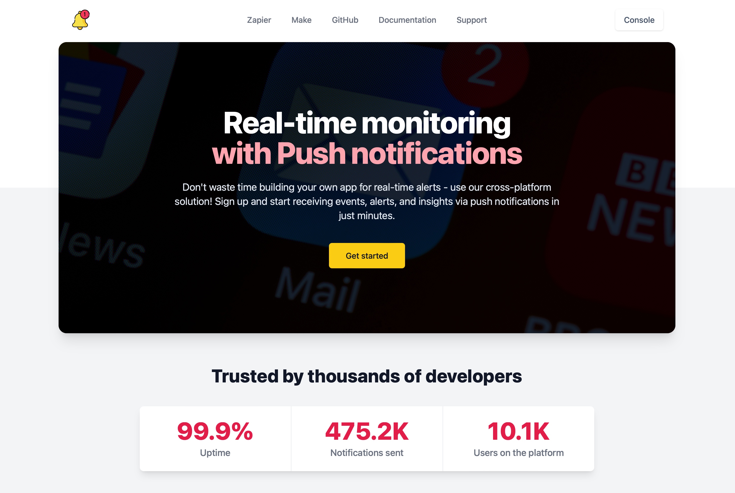 Free website monitoring with instant push notification alerts